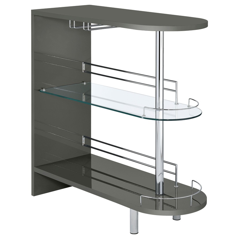 Coaster Furniture Adolfo 101073 Rectangular 2-tier Home Bar Table – Grey High Gloss