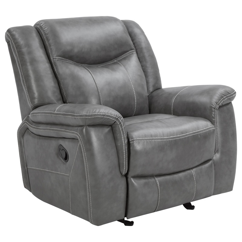 Coaster Furniture Conrad 650356 Upholstered Padded Arm Glider Recliner – Grey