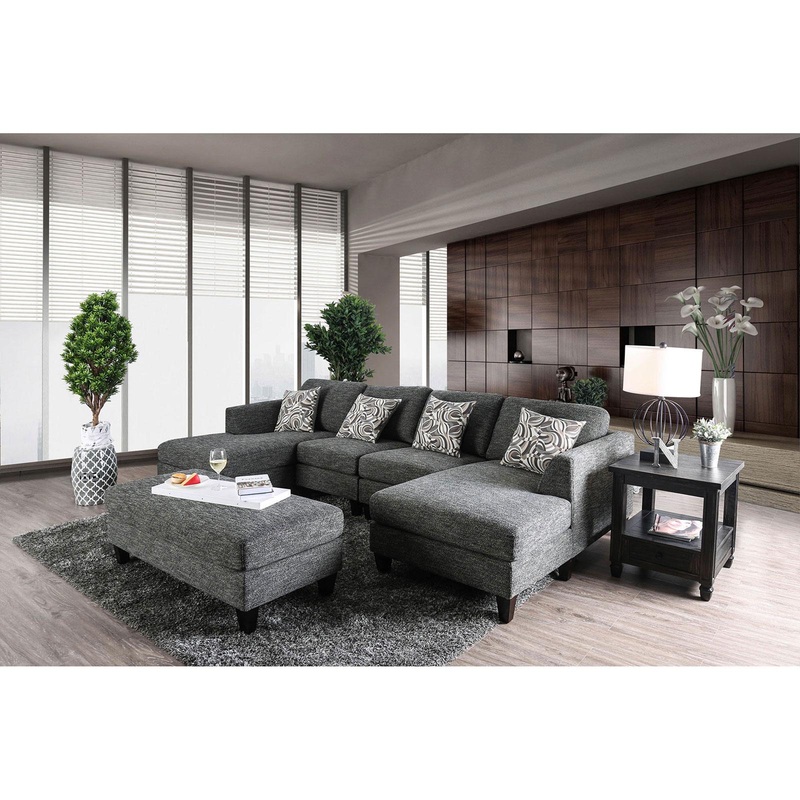 Furniture of America Lowry CM6363-SET Sectional w/ Ottoman