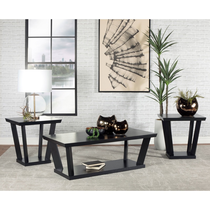 Aminta 3-piece Coffee and End Table Set Black