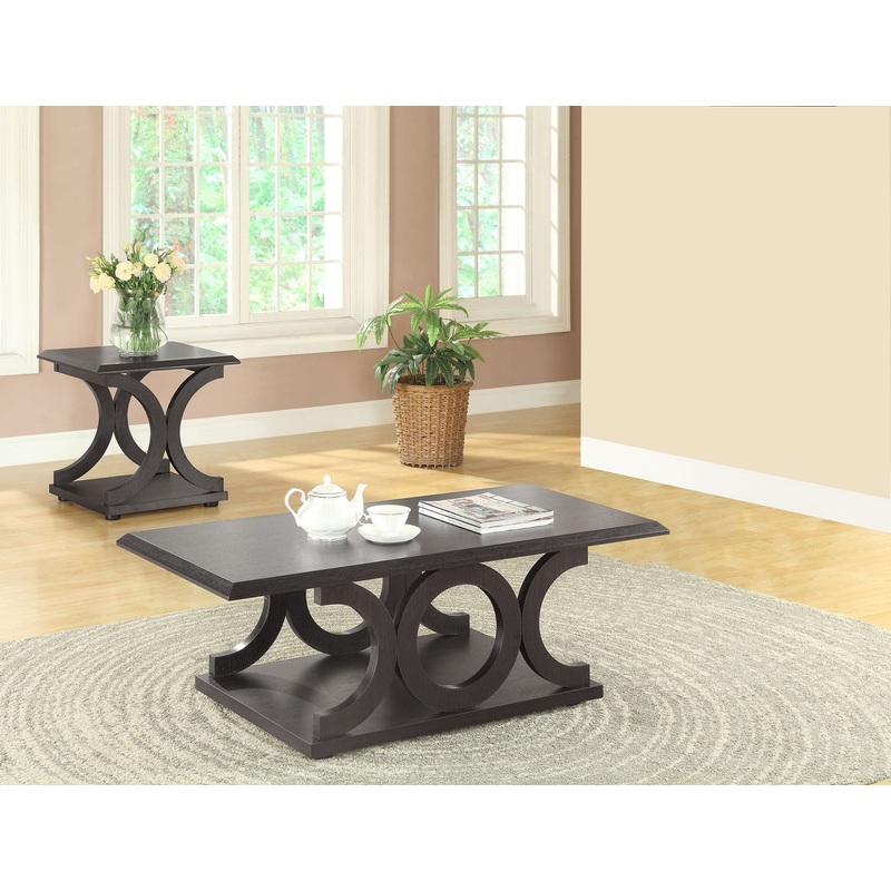 Shelly 2-piece Coffee and End Table Set Cappuccino