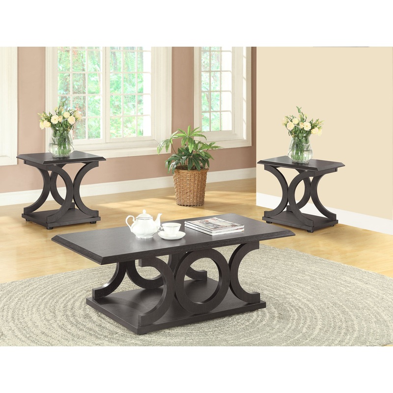 Shelly 3-piece Coffee and End Table Set Cappuccino
