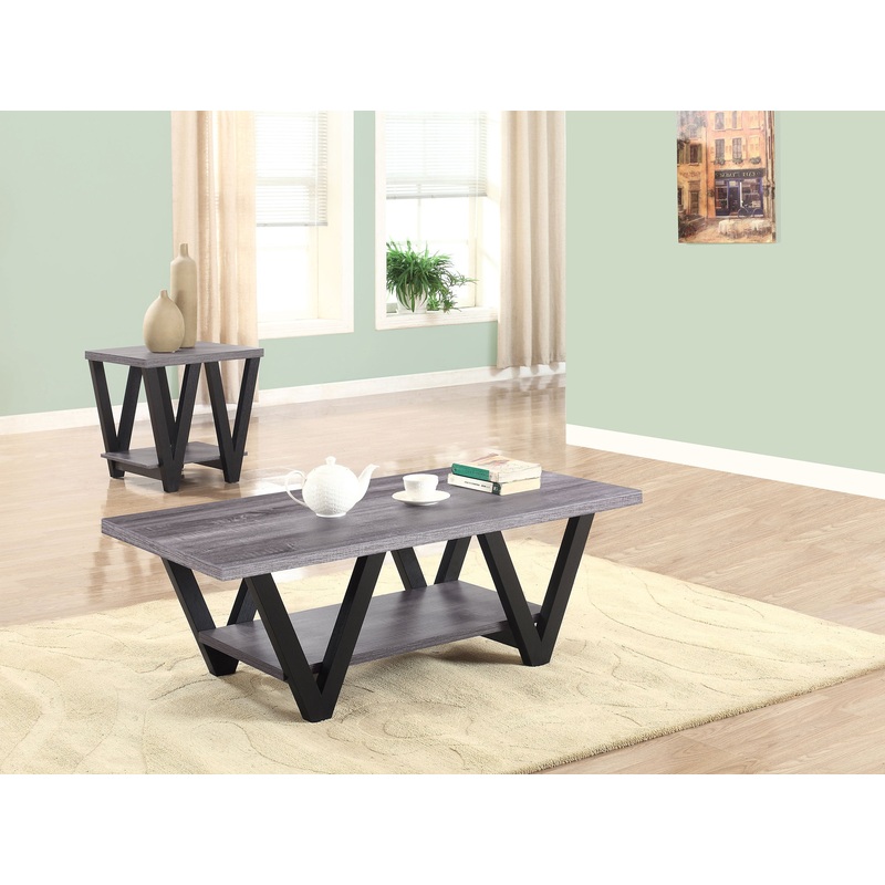Stevens 2-piece Rectangular Coffee and End Table Set Grey