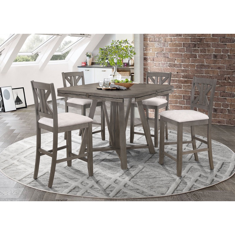 Athens 5-piece Drop Leaf Counter Height Dining Set Barn Grey