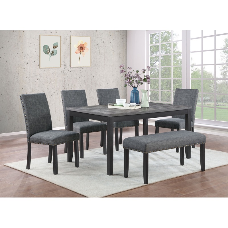 Barlow 6-piece Rectangular Dining Table Set Grey and Black