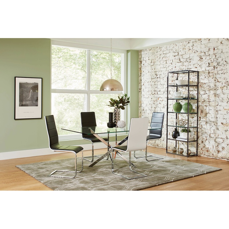 Carmelo 5-piece Rectangular Glass Top Dining Set Chrome