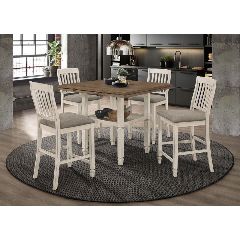 Sarasota 5-piece Drop Leaf Counter Dining Set Rustic Cream