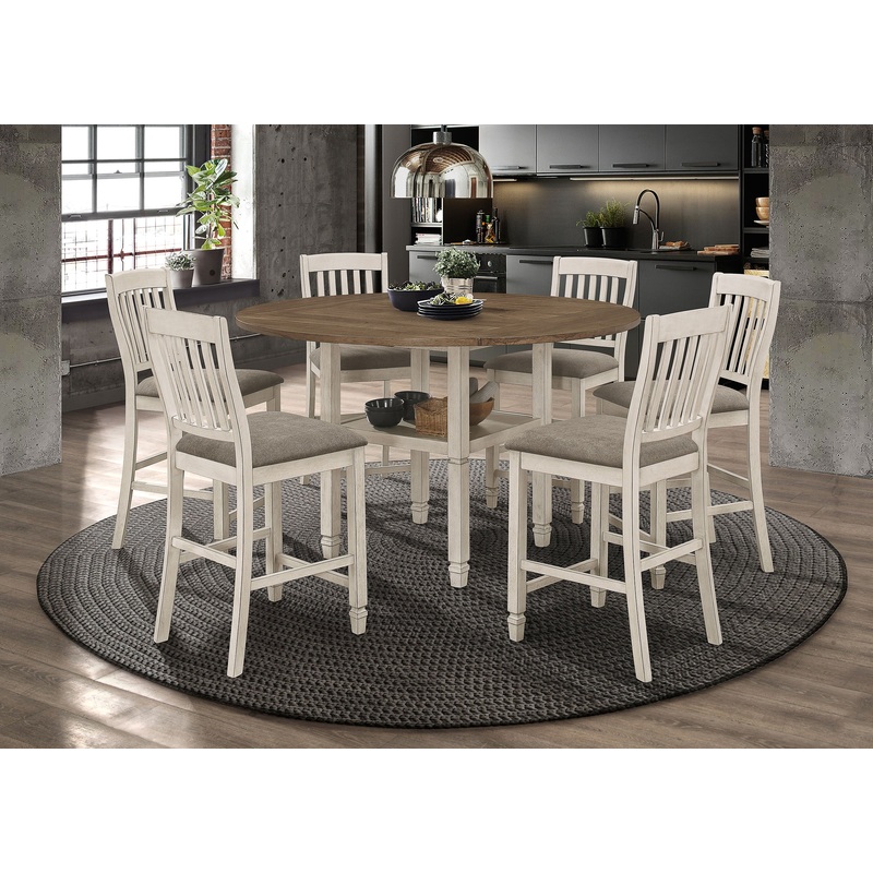 Sarasota 7-piece Drop Leaf Counter Dining Set Rustic Cream