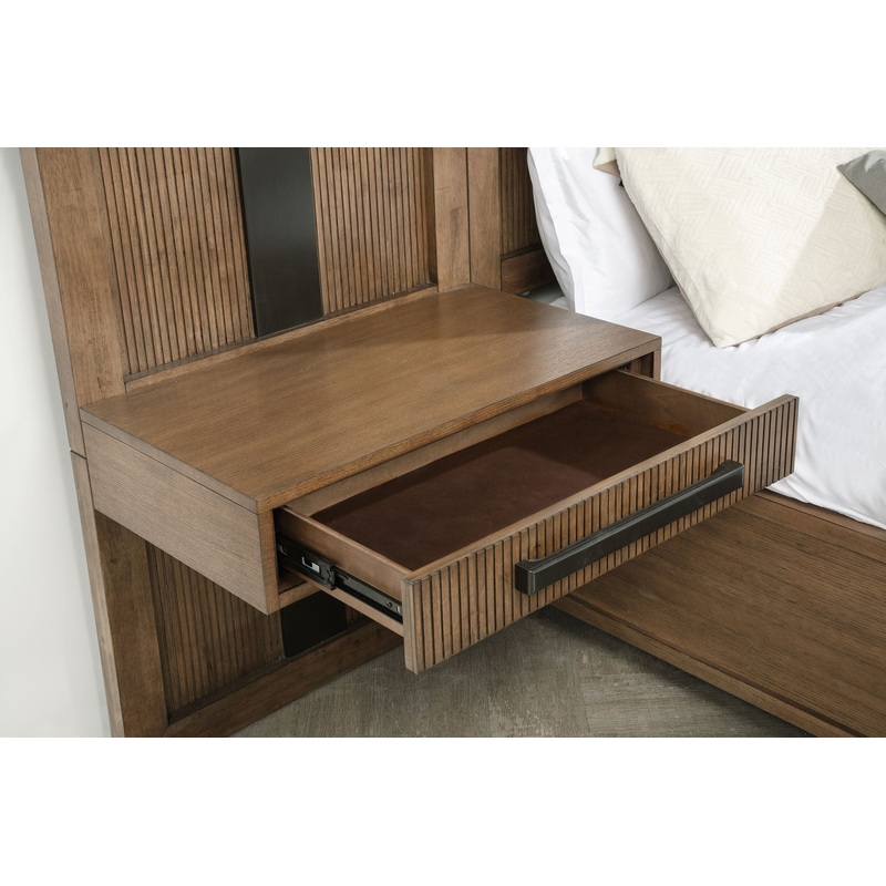 Terrace 2-piece Wall Panel with Nightstand Set Ash Brown