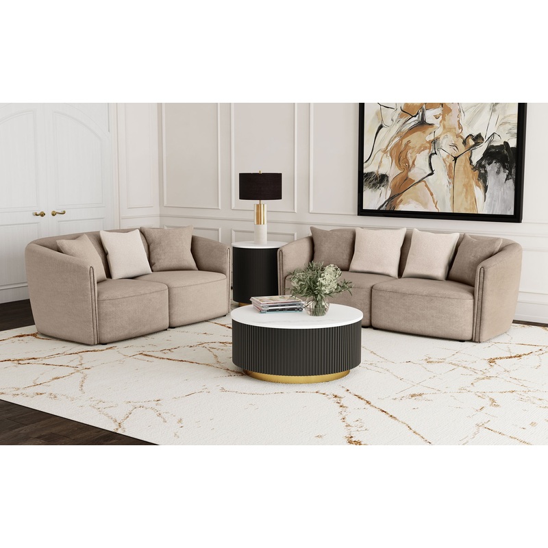 Townsend 2-piece Chenille Upholstered Sofa Set Latte