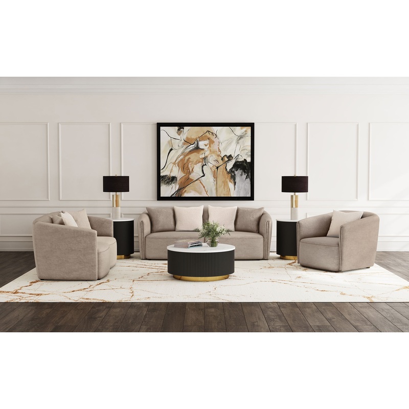 Townsend 3-piece Chenille Upholstered Sofa Set Latte