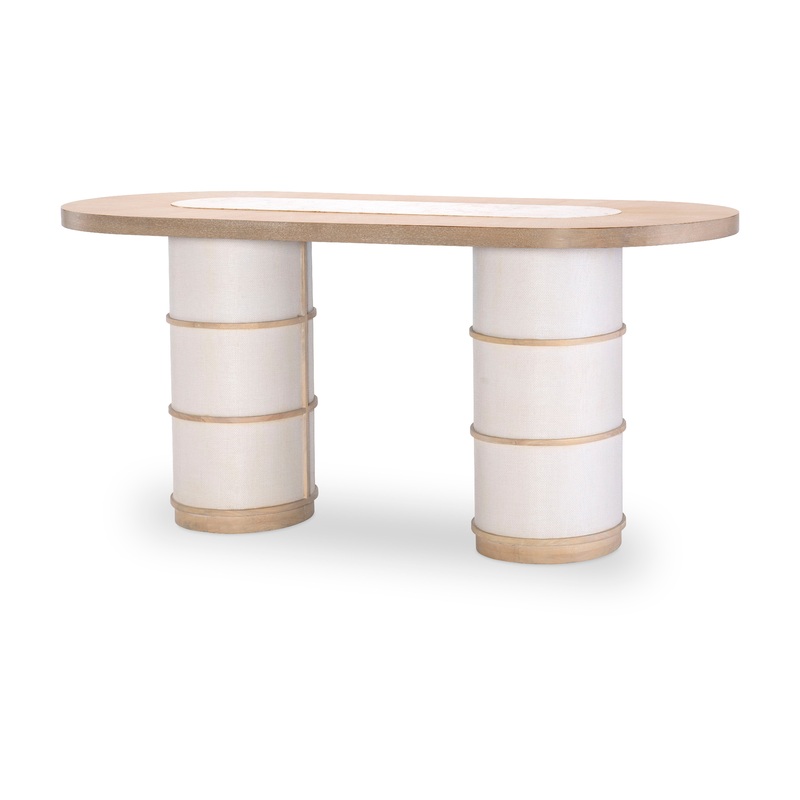 Biscayne – Double Pedestal Counter Height Table – Beige