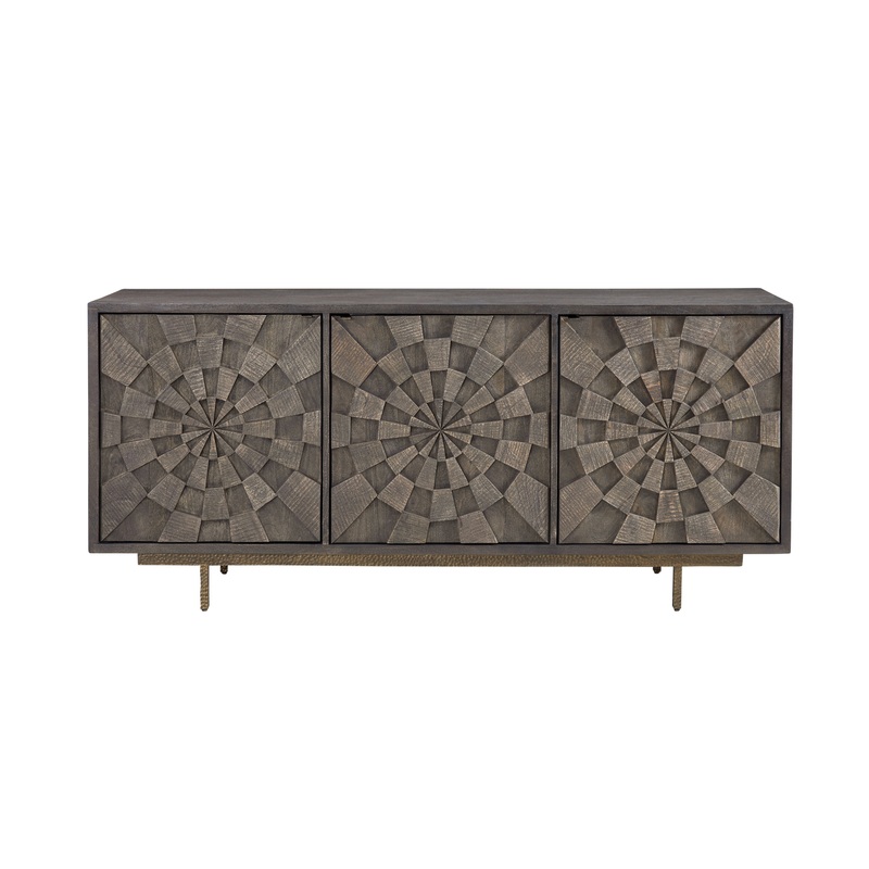 Adrienne – Server – Sandblasted Dark Brown & Antique Gold Metal
