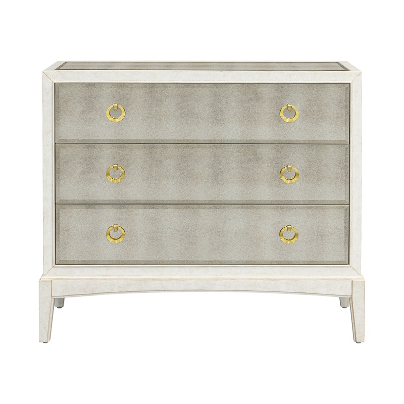 Bronze Mirror Glam Hall Chest – White