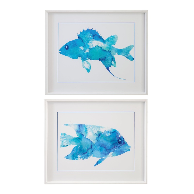 Watercolor Fish Framed Print (Set of 2) – Blue
