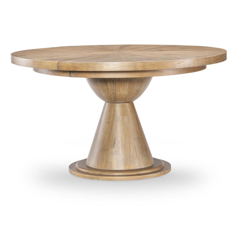Torrance – Complete Round Dining Table – Aged Driftwood