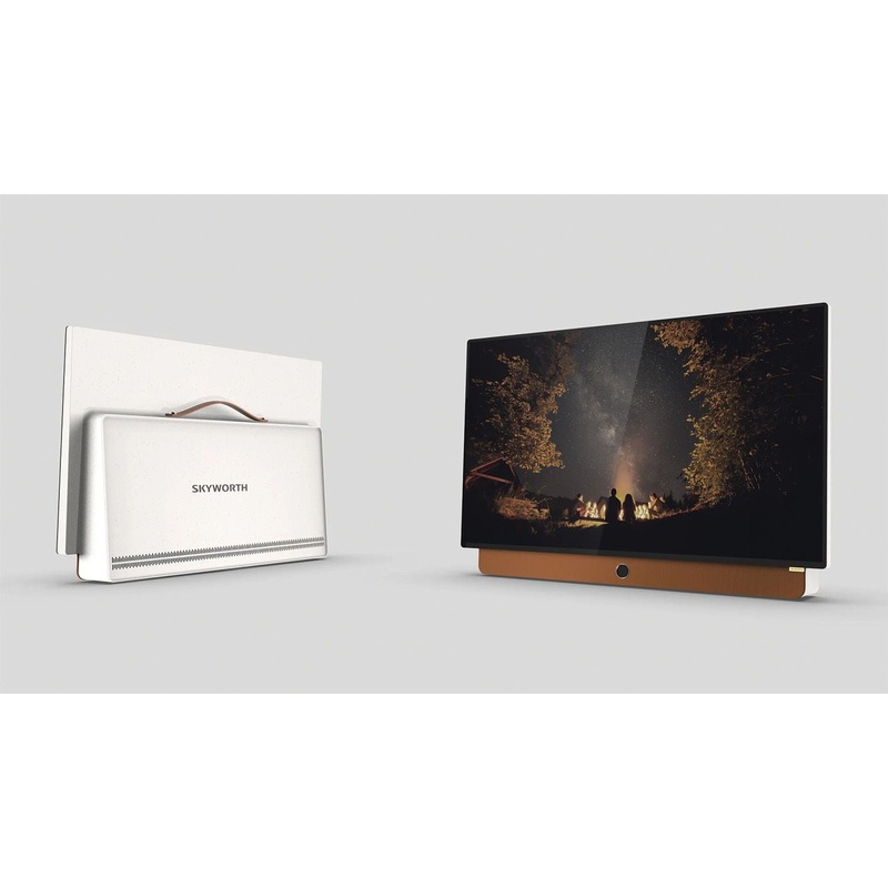 Skyworth – 24″ Portable AC/DC TV, Google TV Smart, 1080P – White