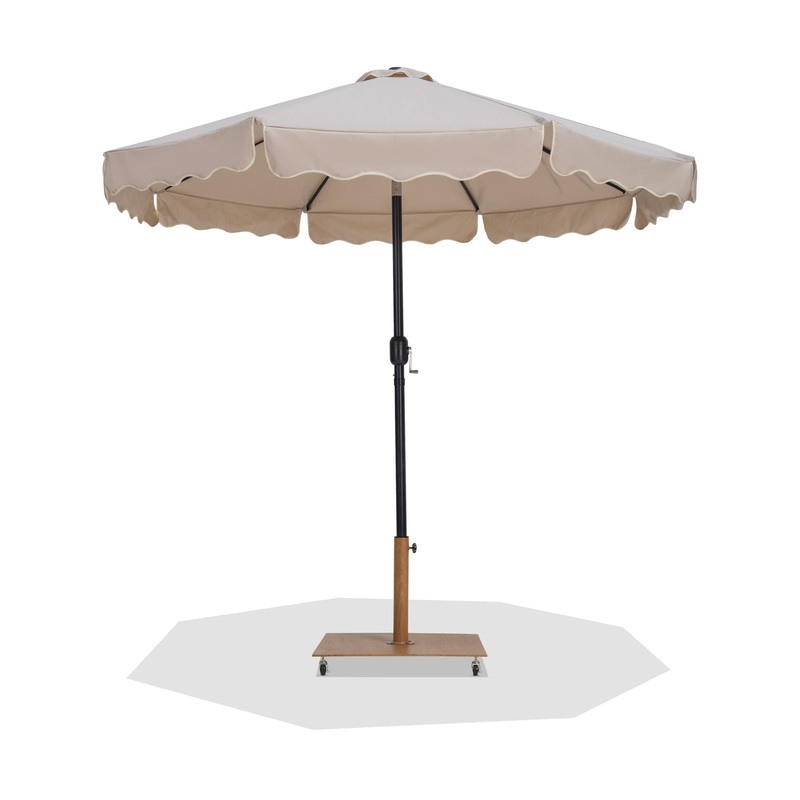 Amalfi – Aluminum Patio Umbrella – Light Brown Base / Black Pole