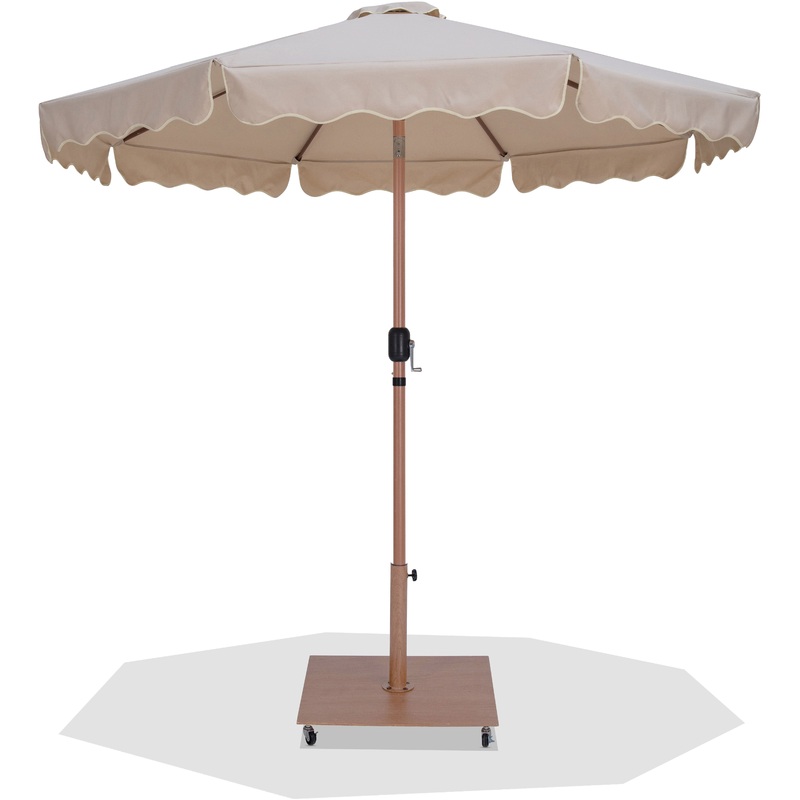 Amalfi – Aluminum Patio Umbrella – Light Brown Base / Light Brown Pole