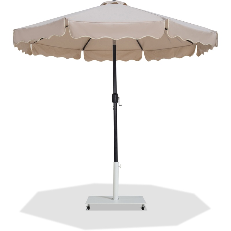 Amalfi – Aluminum Patio Umbrella – White Base / Black Pole