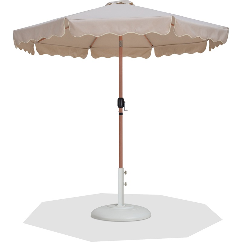Amalfi – Patio Umbrella – White Base / Light Brown Pole