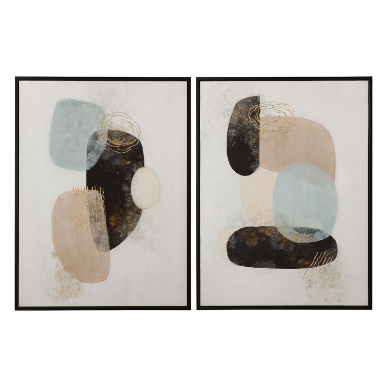 Athena Framed Canvas (Set of 2) – Gray