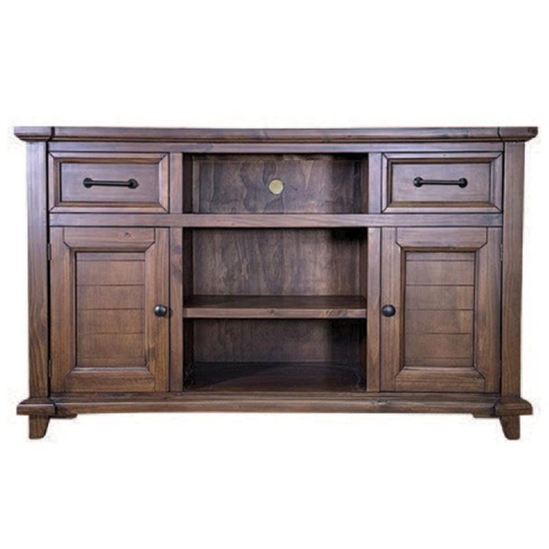 Split Nickel – Alan Fireplace TV Stand – Dark Brown