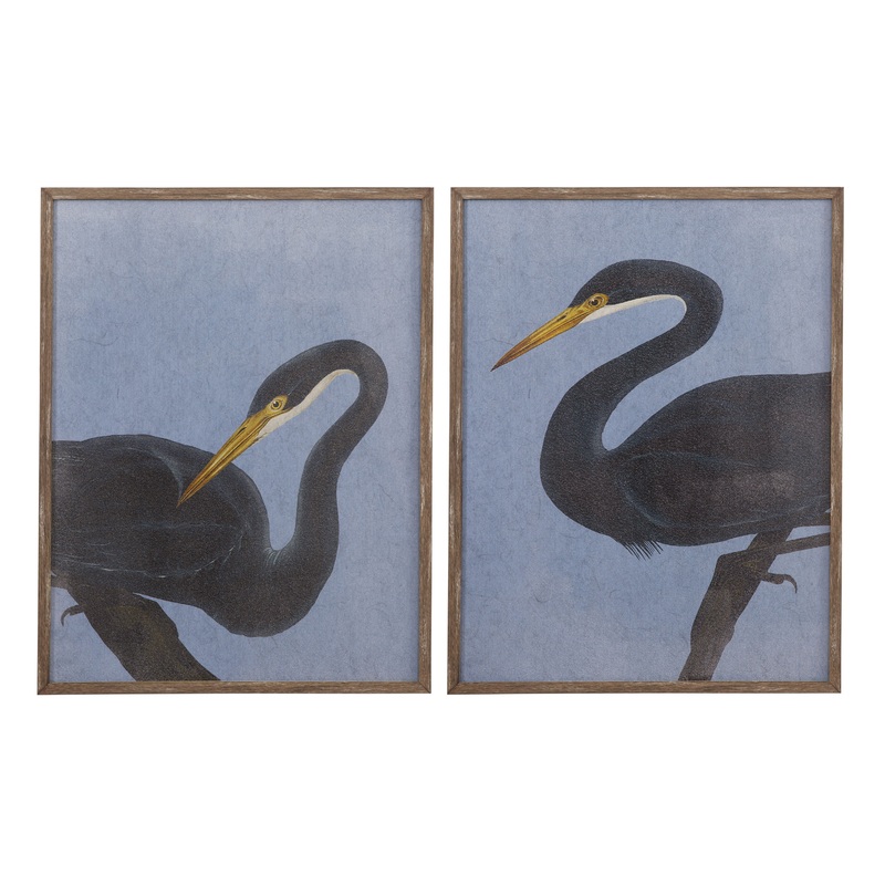 Bayou Heron Framed Print (Set of 2) – Blue