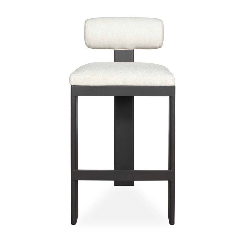 Bolster Back – Outdoor Bar Stool – White / Black