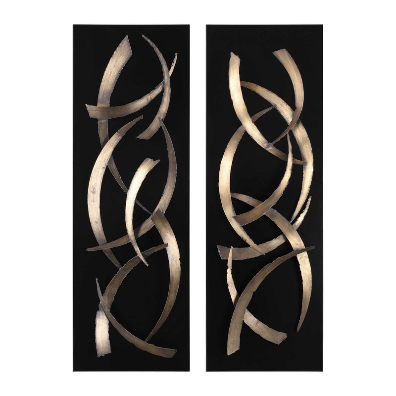 Brushstrokes – Metal Wall Art (Set of 2) – Black