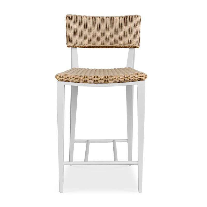 Calbas – Outdoor Counter Stool – White / Woodtone