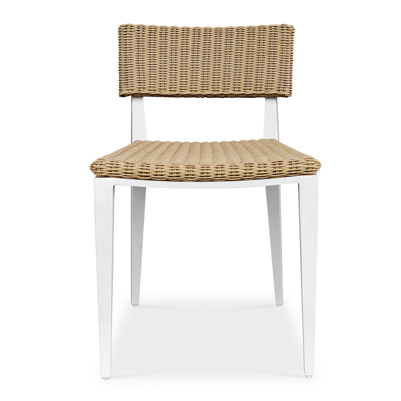 Calbas – Outdoor Dining Chair – White / Woodtone
