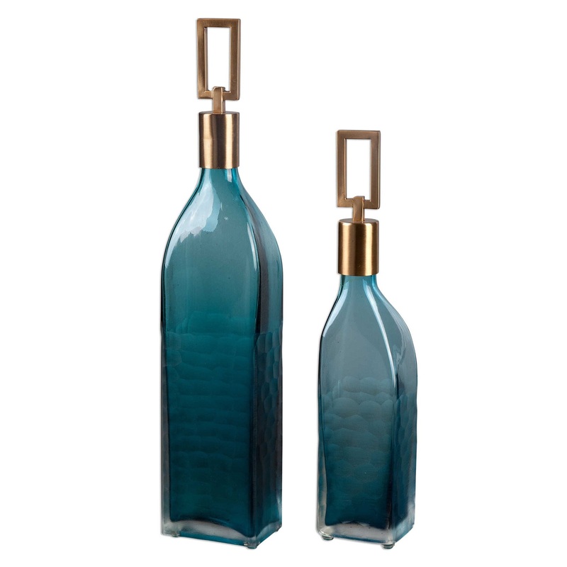Annabella – Glass Bottles (Set of 2) – Teal