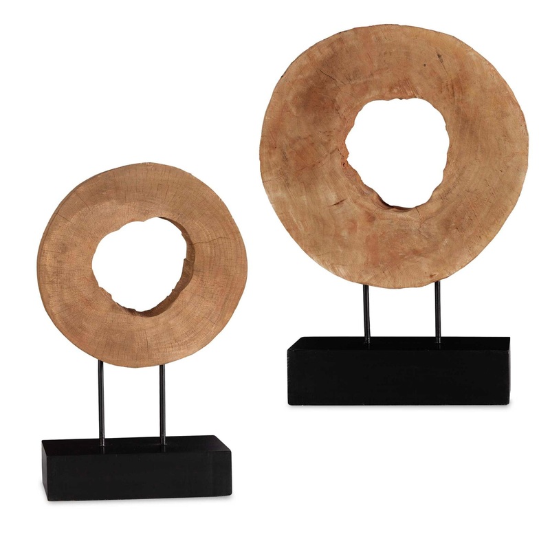 Ashlea – Wooden Sculptures (Set of 2) – Light Brown & Black