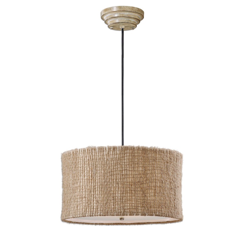 Burleson – 3 Light Drum Pendant – Beige