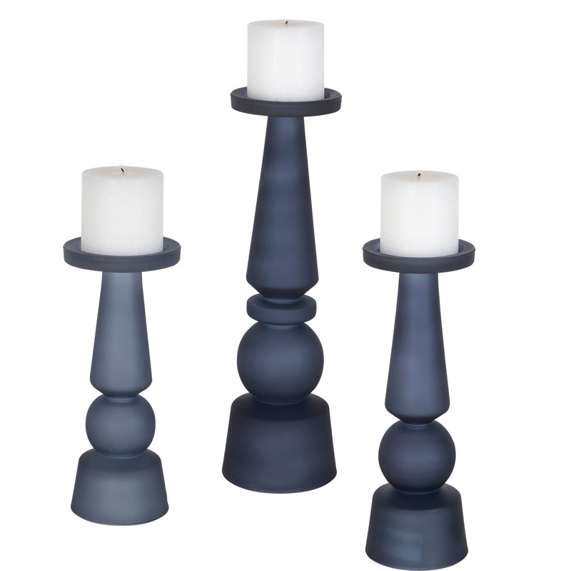 Cassiopeia – Glass Candleholders (Set of 3) – Blue