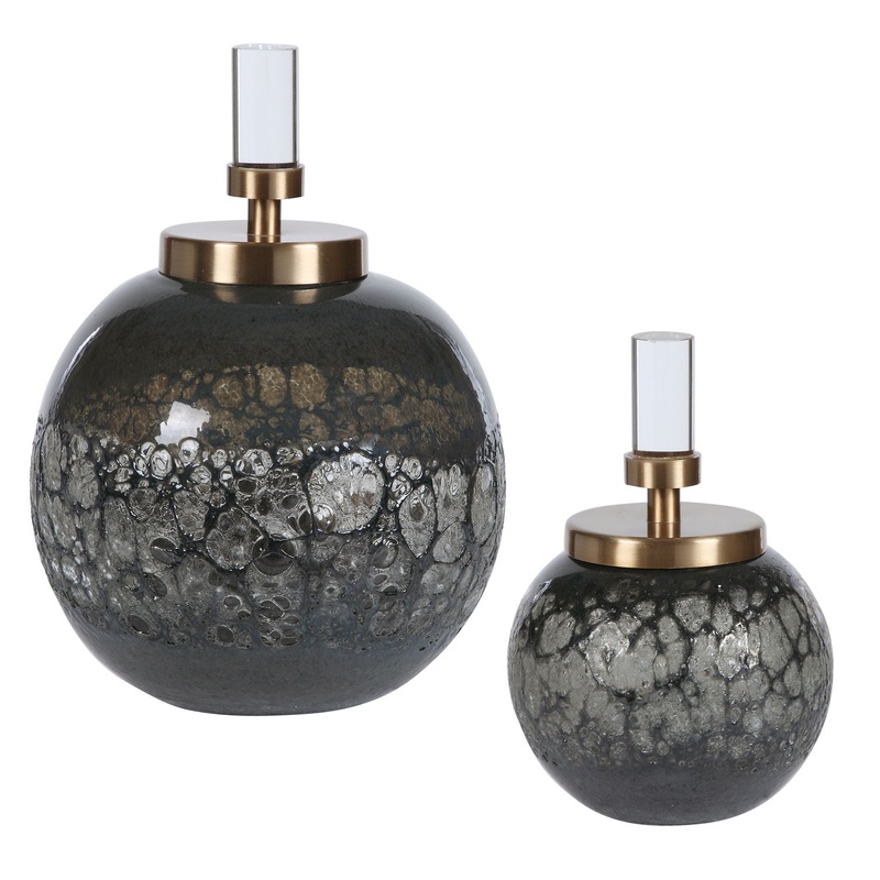 Cessair – Art Glass Bottles (Set of 2) – Dark Gray