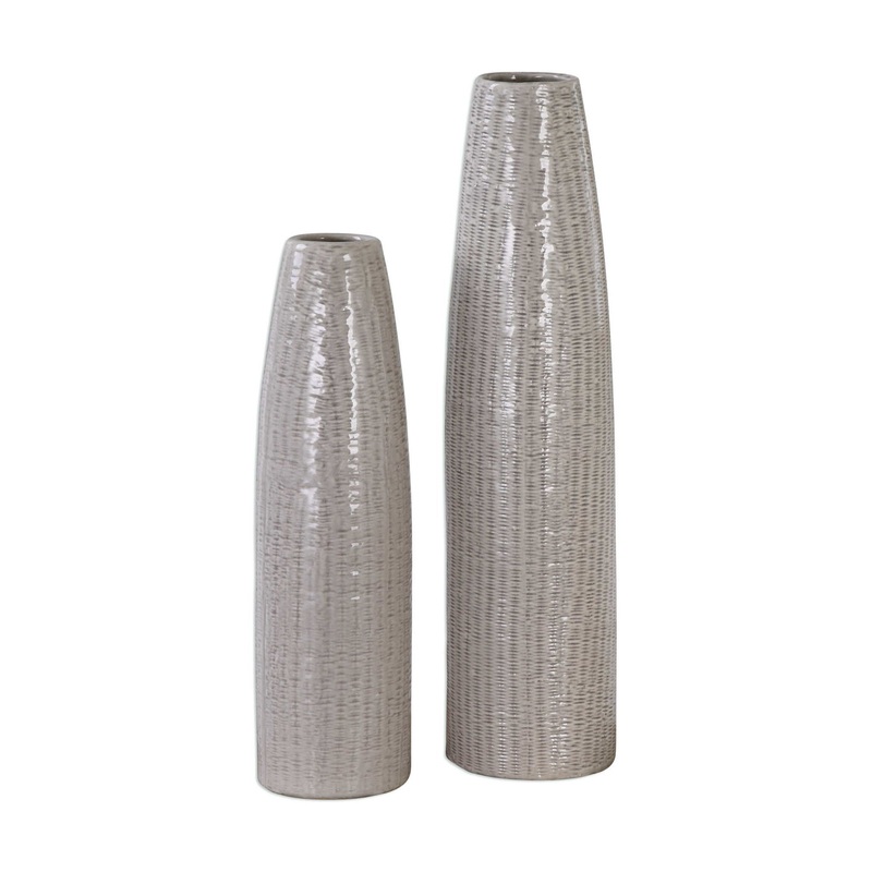 Sara – Textured Ceramic Vases (Set of 2) – Gray