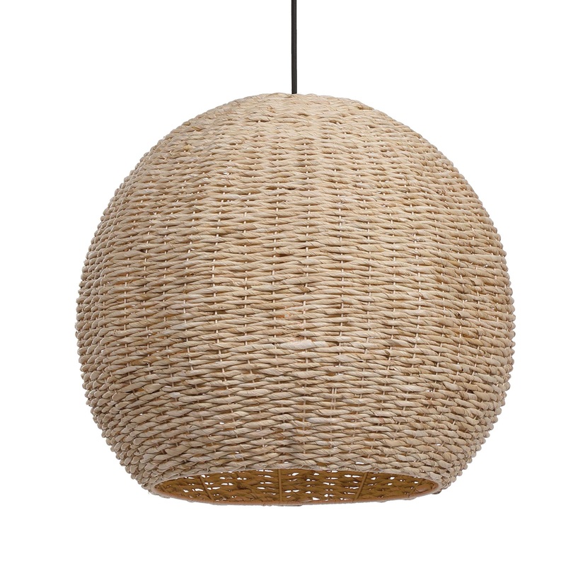 Seagrass – 1 Light Dome Pendant – Light Brown