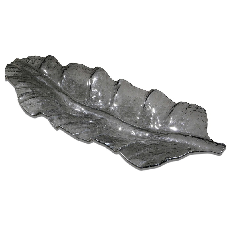 Smoked Leaf – Glass Tray – Dark Gray