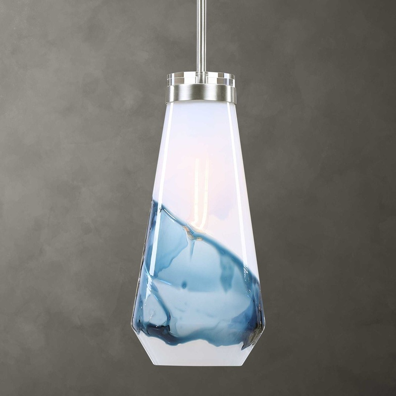 Windswept – 1 Light Mini Pendant – Blue & White