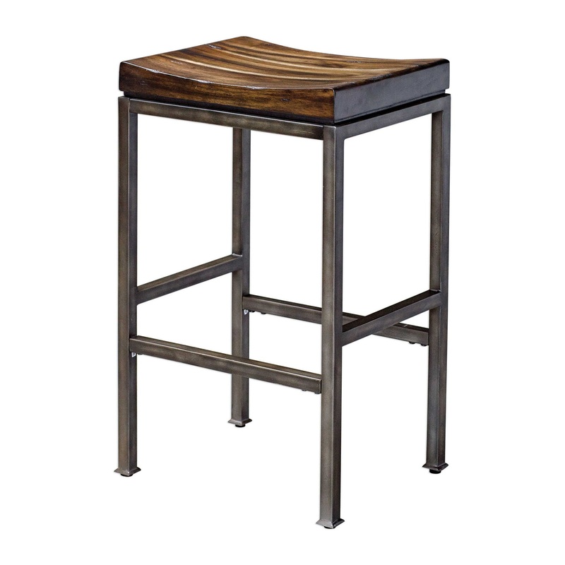 Beck – Industrial Bar Stool – Dark Brown & Black