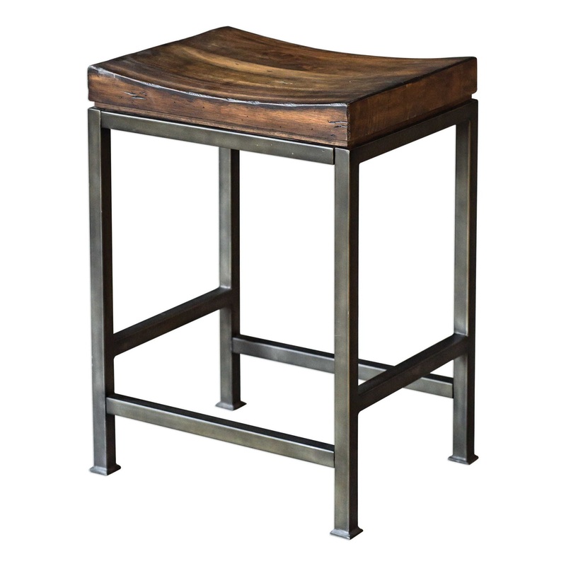 Beck – Wood Counter Stool – Dark Brown & Black