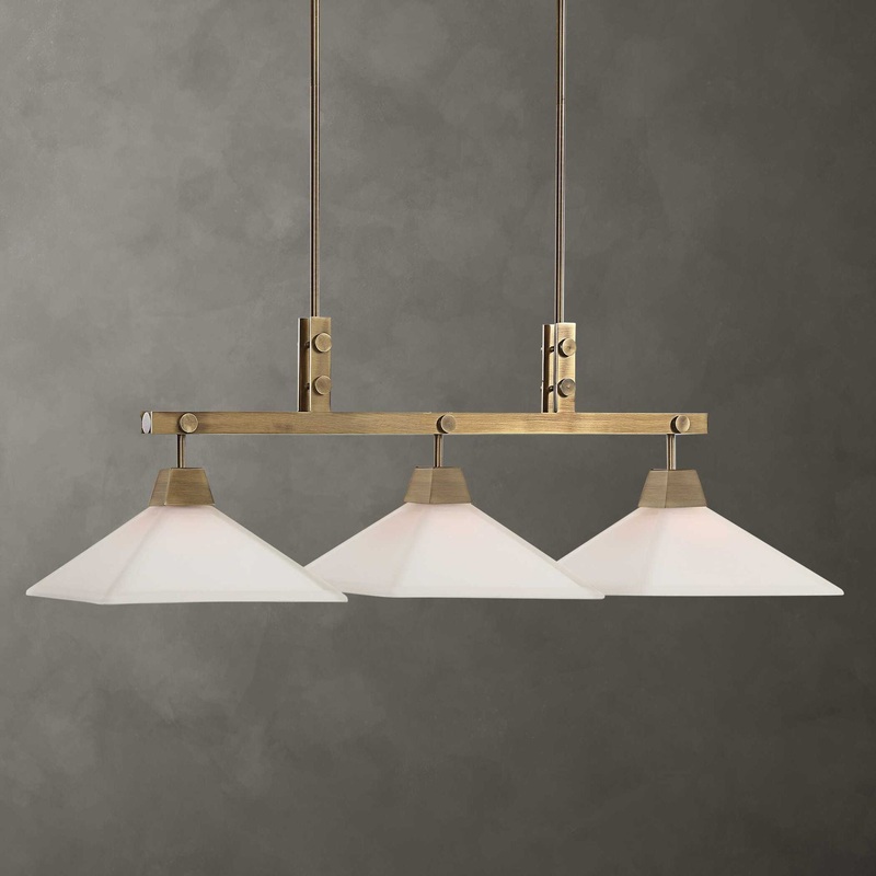 Brookdale – Industrial 3 Light Linear Chandelier – Gold