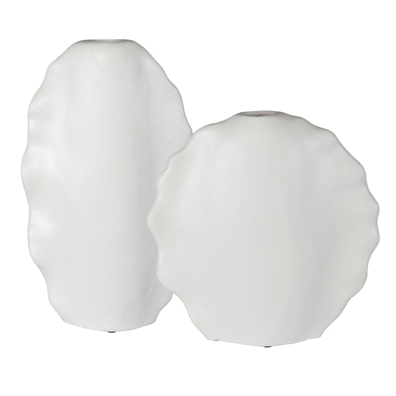 Ruffled Feathers – Modern Vases (Set of 2) – White