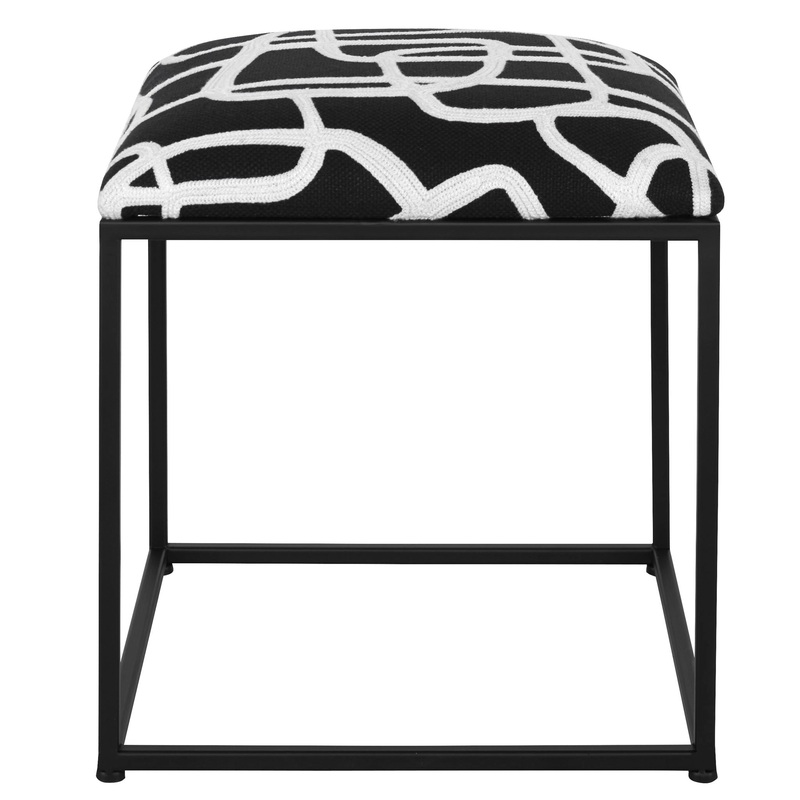 Twists And Turns – Fabric Accent Stool – Black