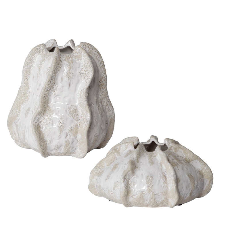 Urchin – Textured Vases (Set of 2) – Ivory