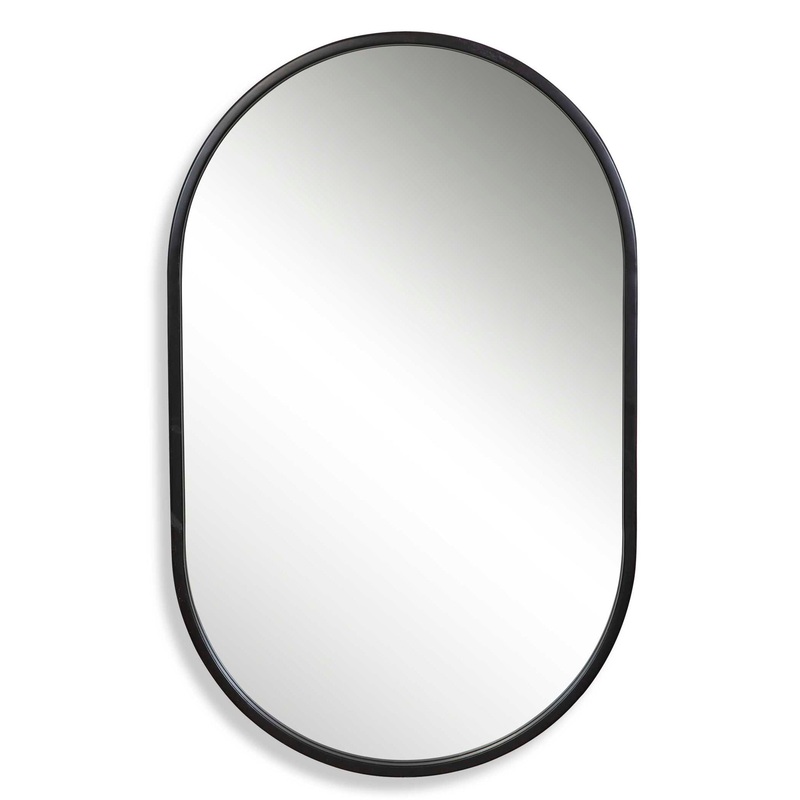 Varina – Minimalist Oval Mirror – Black