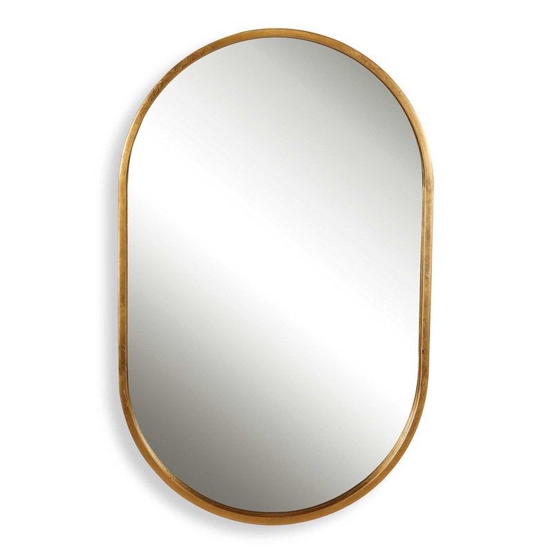 Varina – Minimalist Oval Mirror – Gold