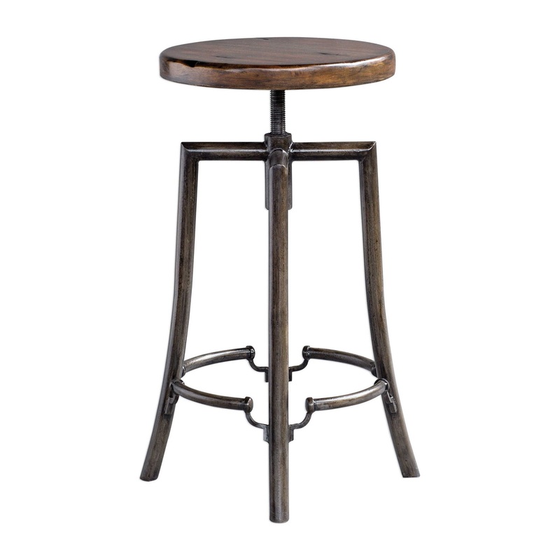 Westlyn – Industrial Bar Stool – Dark Brown & Black